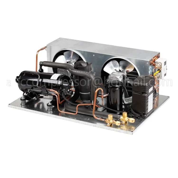 

R404a hermetic rotary horizontal refrigeration compressor unit for mobile transportation refrigeration system