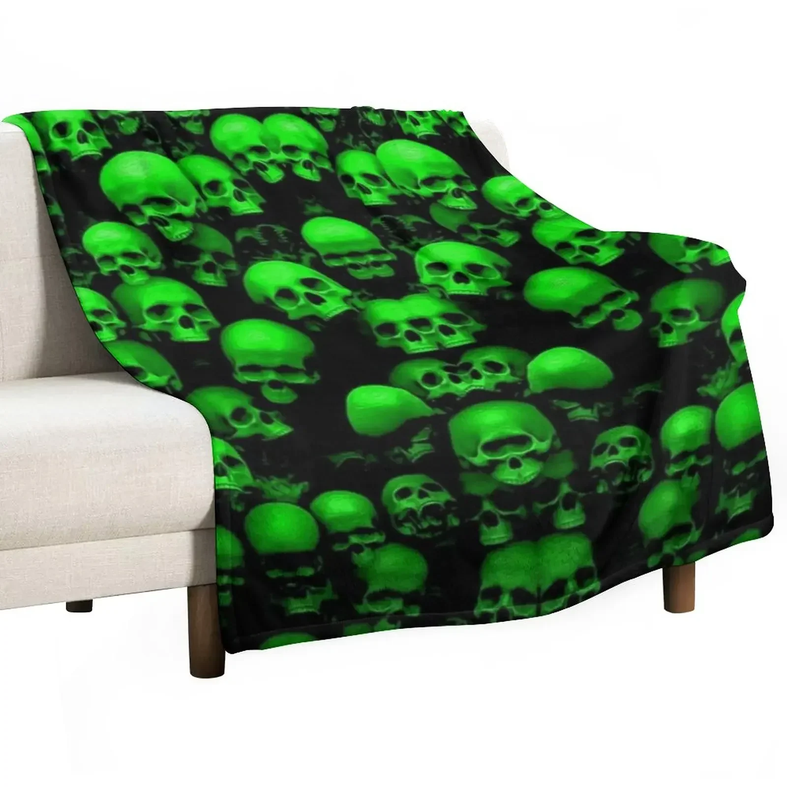 

Neon Green Trippy Skull Throw Blanket Soft Beds Hairys Quilt wednesday Blankets