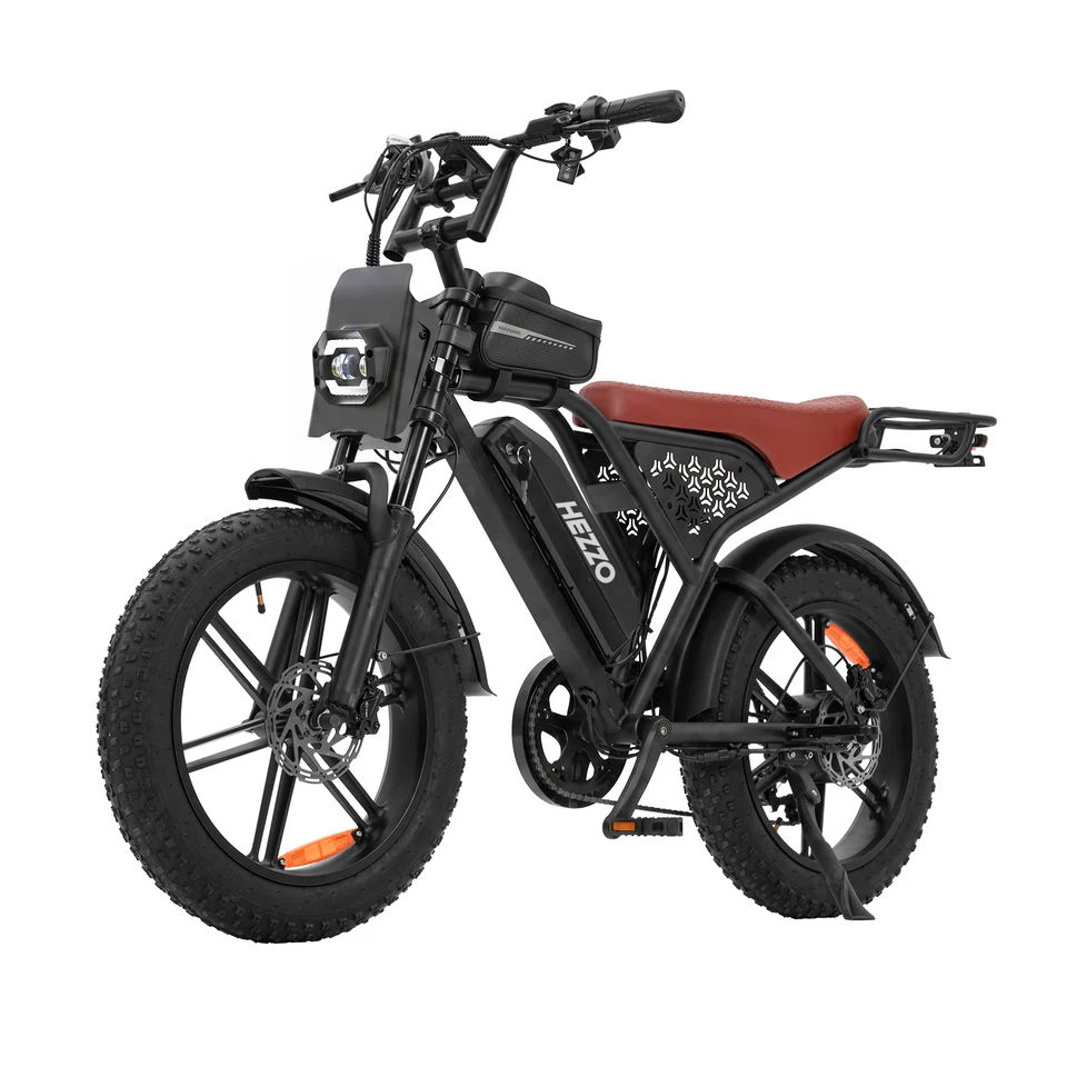 HEZZO K5 Pro 48V Off‑Road Fat Tire Electric Bike, 1500W Peak Power, 20"×4.0 Tire, Dual Shock Absorber, Hydraulic Disc Brakes, 30Ah Large Battery, 75 Miles Max Range, Black/Brown Seat Optional image 8