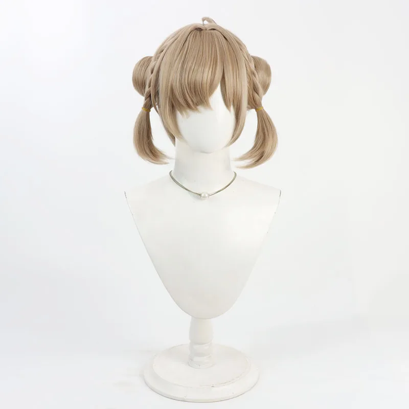 Sweety Cosplay Wigs With Buns Zenless Zone Zero 30cm Women Short Straight Brown Wig Heat Resistant Synthetic Hair