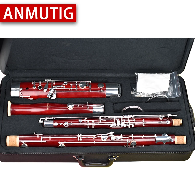 ANMUTIG-Professional C Bassoon with Silver Plated Button, Maple Tube Body