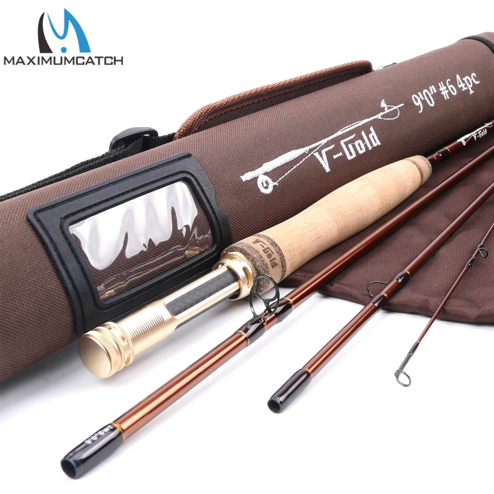 Maximumcatch V-Gold Fly Fishing Rod 40T SK Carbon Fast Action With Hard Rod Tube Guide Stainless Insert Pacbay Minima Ring