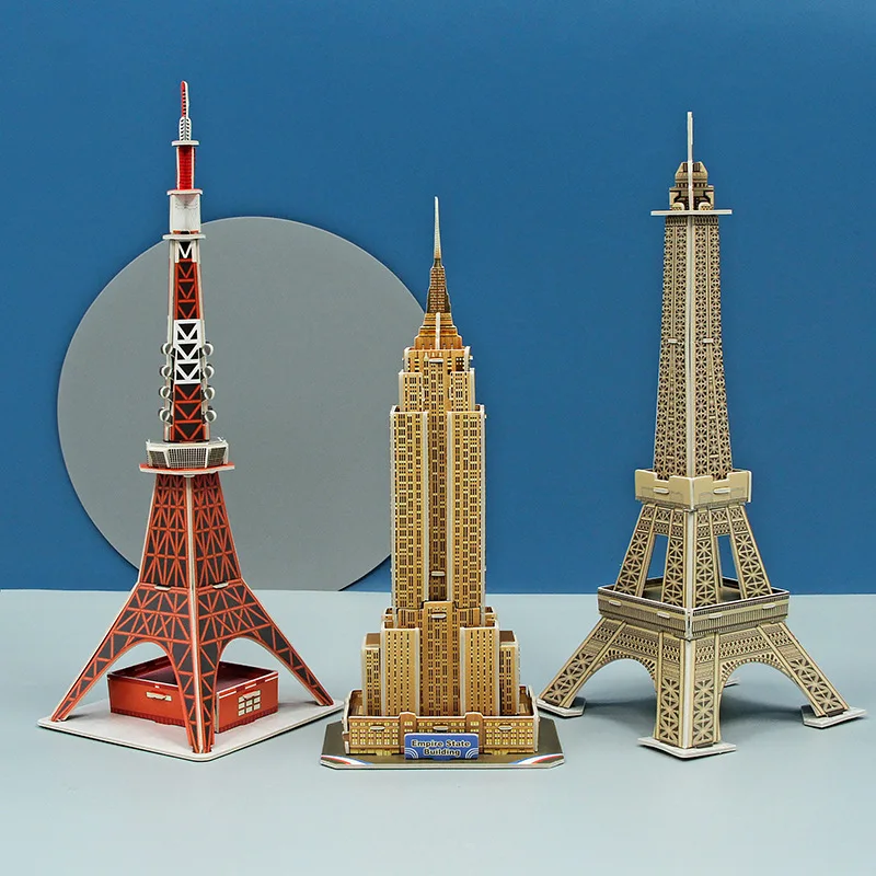 3D Paper Card World Famous Architectural Models Puzzle Handmade DIY Assembly Developmental Toys for Boys Gift