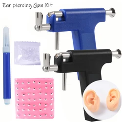 Professional Safety Ear Piercing Gun Set Nose Ear Navel Stainless Steel Safety Body Piercing Tool  Pratice Silicone Ear Model