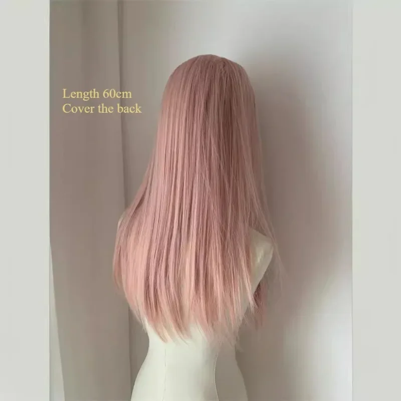 Pink Wig Long Straight Lace Front wigs for Woman Nature Synthetic Lace Wigs for Cosplay Daily Use Heat Resistant headband wig