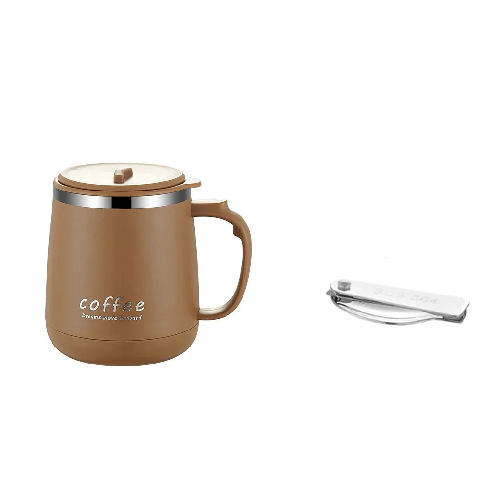 

Double-layer Stainless Steel Coffee Mug Large Capacity Anti Scalding Milk Coffee Cup Leak-Proof with Cover and Handle Water Cups