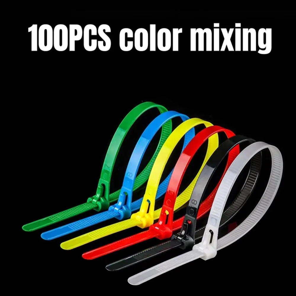 100 PCS Heavy Duty Nylon Universal Cable Tie Buckle Multi Purpose Durable Plastic Cable Ties Tool Adjustable Portable
