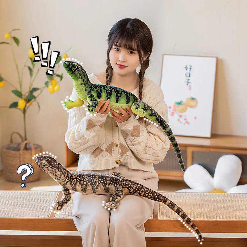 75cm Simulated Reptile Lizard Doll Plush Toy Wild Animal Long Tail Brown Green Plushie Peluche Boys Girls Men Gift