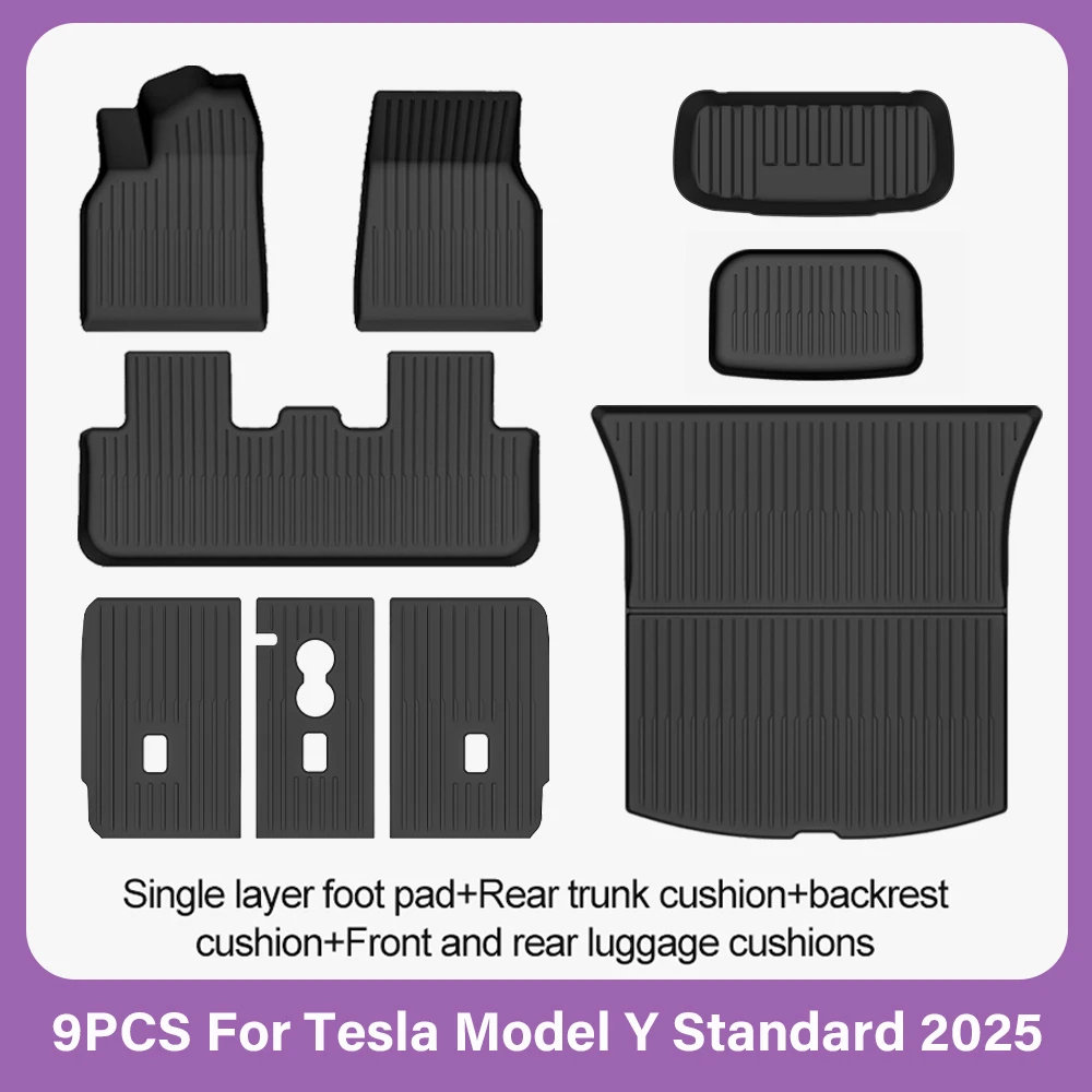 TPE Auto-Fußmatten für Neuen Tesla Model Y Standard 2025+ Wasserdichte Kofferraumauskleidung Rutschfeste Kofferraummatten Fußpolster Gepäckmatte ModelY