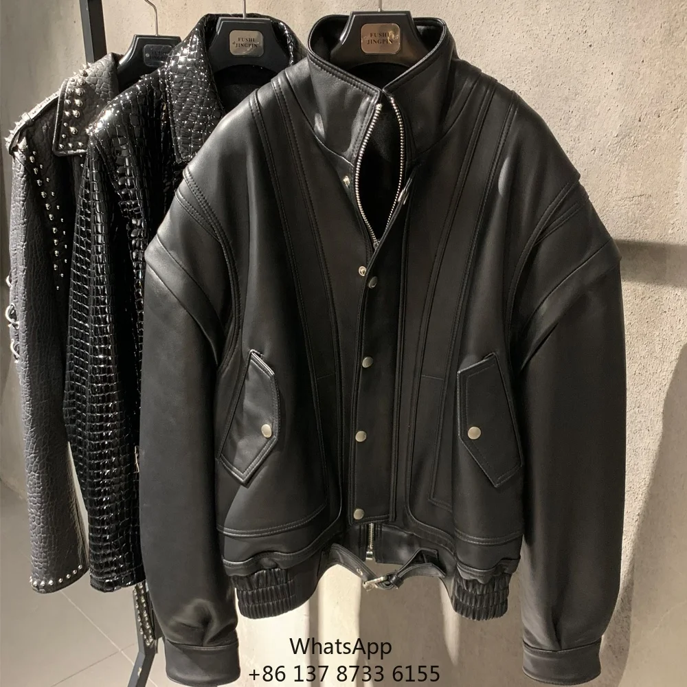 

Trendy Pure Sheepskin Leather Clothing Custom Made Leather Jacket Woman Leather Blazer Jacket