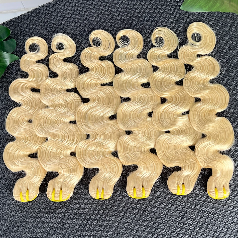 Объемная волна # 613 Светлые пучки человеческих волос с двойным утком, вьетнамские волнистые 100% необработанные девственные волосы, плетение, наращивание, предложение