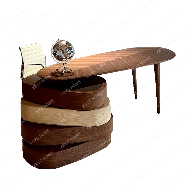 

A Italian solid wood modern simple desk large class table retro rotating desk