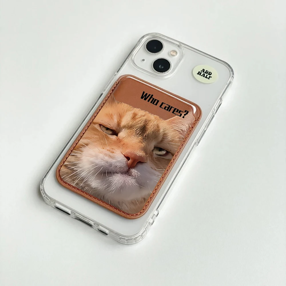 Kreatives Straßenkatzen-Leder-Kartenetui Handy-Kartenhalter für Magnetische Hülle Geeignet für alle iPhone Magsafe Karten-Handy-Rückentaschen – Detail 2