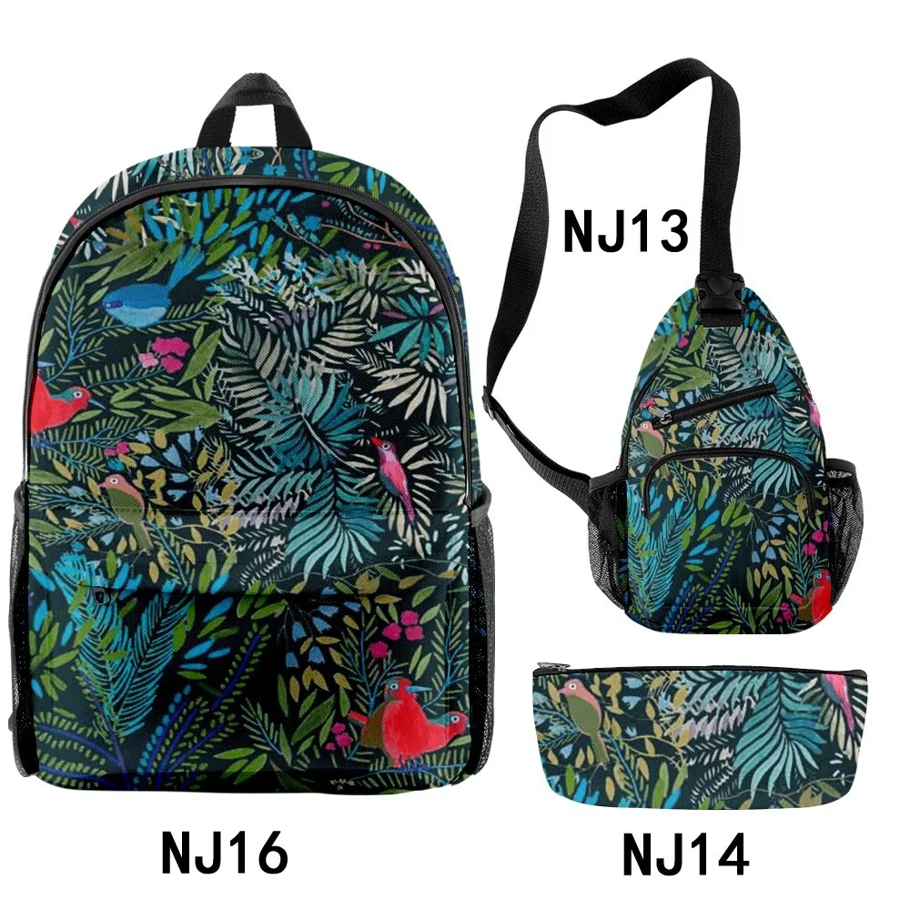 

Cartoon Popular Funny Creative Maple Leaf 3D Printed 3pcs/Set pupil School Bags Travel Laptop Backpack Chest Bag Pencil Case