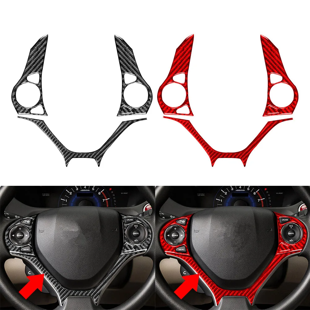 4Pcs LHD Auto Steering Wheel Button Cover Trim Set Carbon Fiber Pattern For Honda Civic 9th 2012 2013 2014 2015