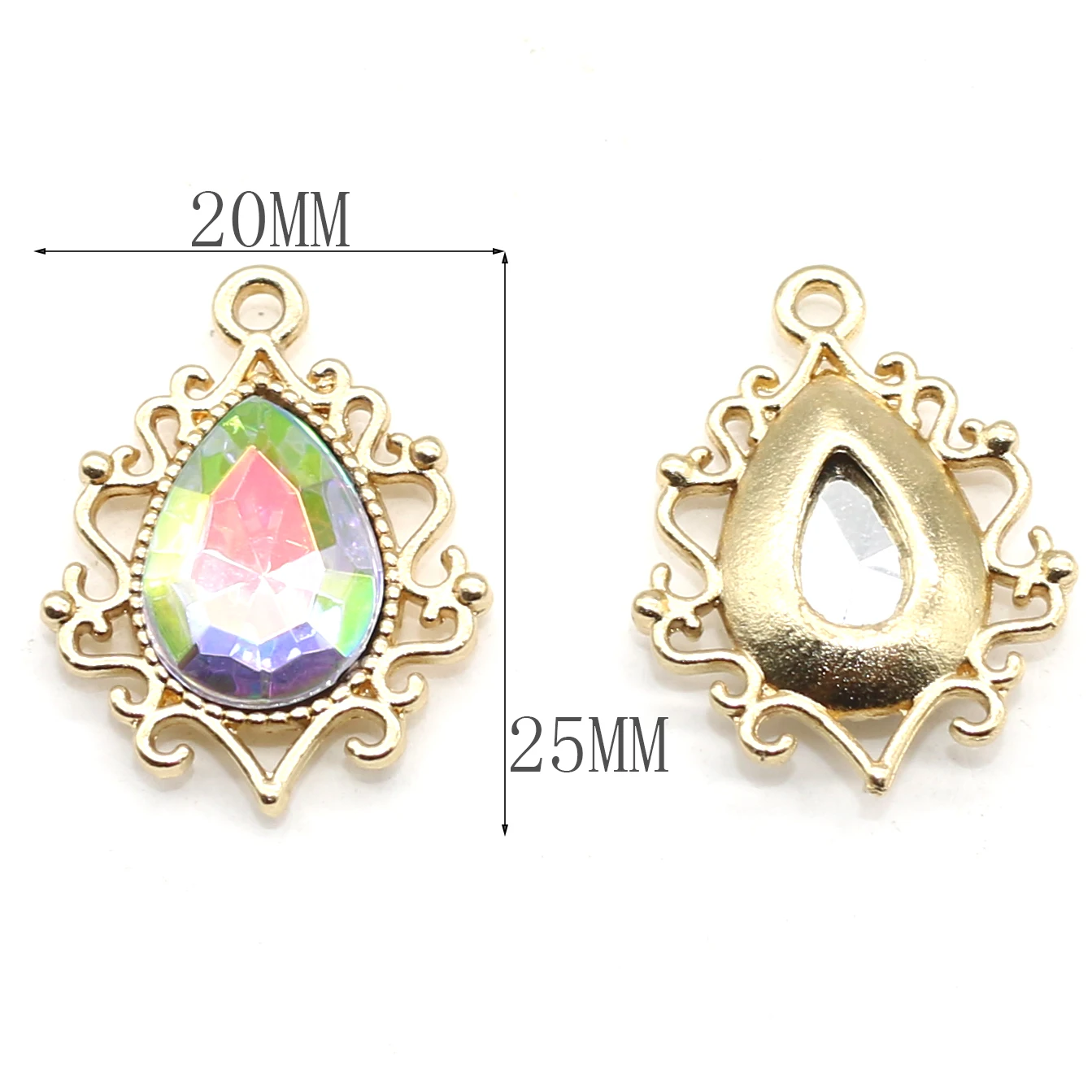 5pcs/20 * 25MM Premium Hollow Lace Alloy Water Drop Flower Plate Water Diamond Hanging Small Fresh Decoration Clothing Bag Shoes