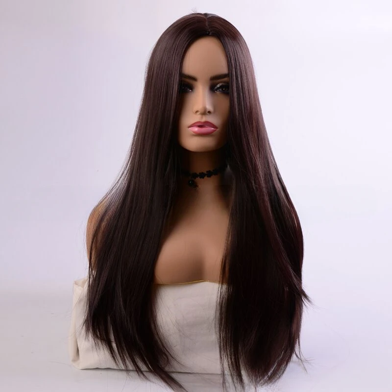 Popular wigs medium parting long straight hairlong hair chemical fiber head cover