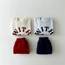 2025 Spring New Children Long Sleeve Clothes Set Boys Girls Cartoon Sweatshirt + Sweat Pants 2pcs Suit Kids Loose Sports Outfits