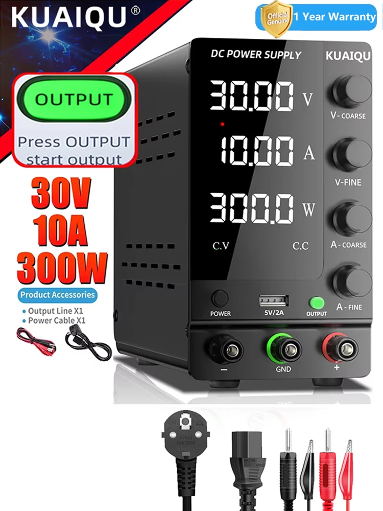 Zasilacz laboratoryjny KUAIQU 30V 10A DC z regulacją napięcia i wyświetlaczem cyfrowym, regulator napięcia 60V 5A 120V, 32V 6A SPS-C3010 — 2