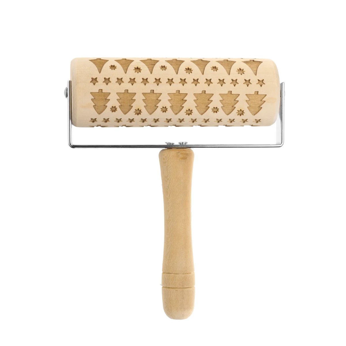 

Wooden Engraved Rolling Pin Baking Embossed Dough Roller Handheld Printing Tool for Fondant Cakes Marzipan DIY Cooking Projects