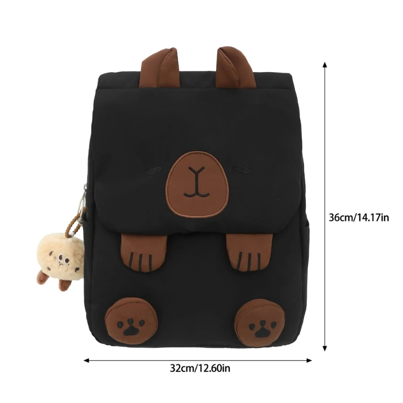 Áo Bé Gái Hoạt Hình Capybara Nắp Lô Học Sinh Schoolbag Nhiều Túi Nylon Daypack Túi Đựng Laptop Để Sử Dụng Hàng Ngày