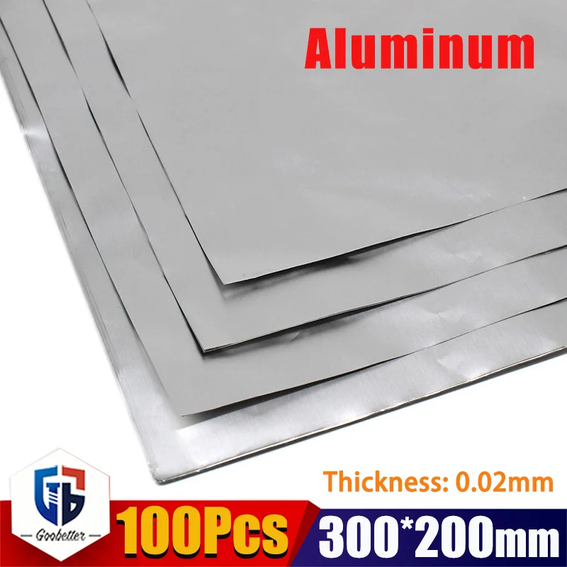 100Pcs 300mm x 200mm Thin Aluminum Paper DIY Handmade Model Material Rust Proof Wrapped Aluminum Sheet Thickness 0.02mm