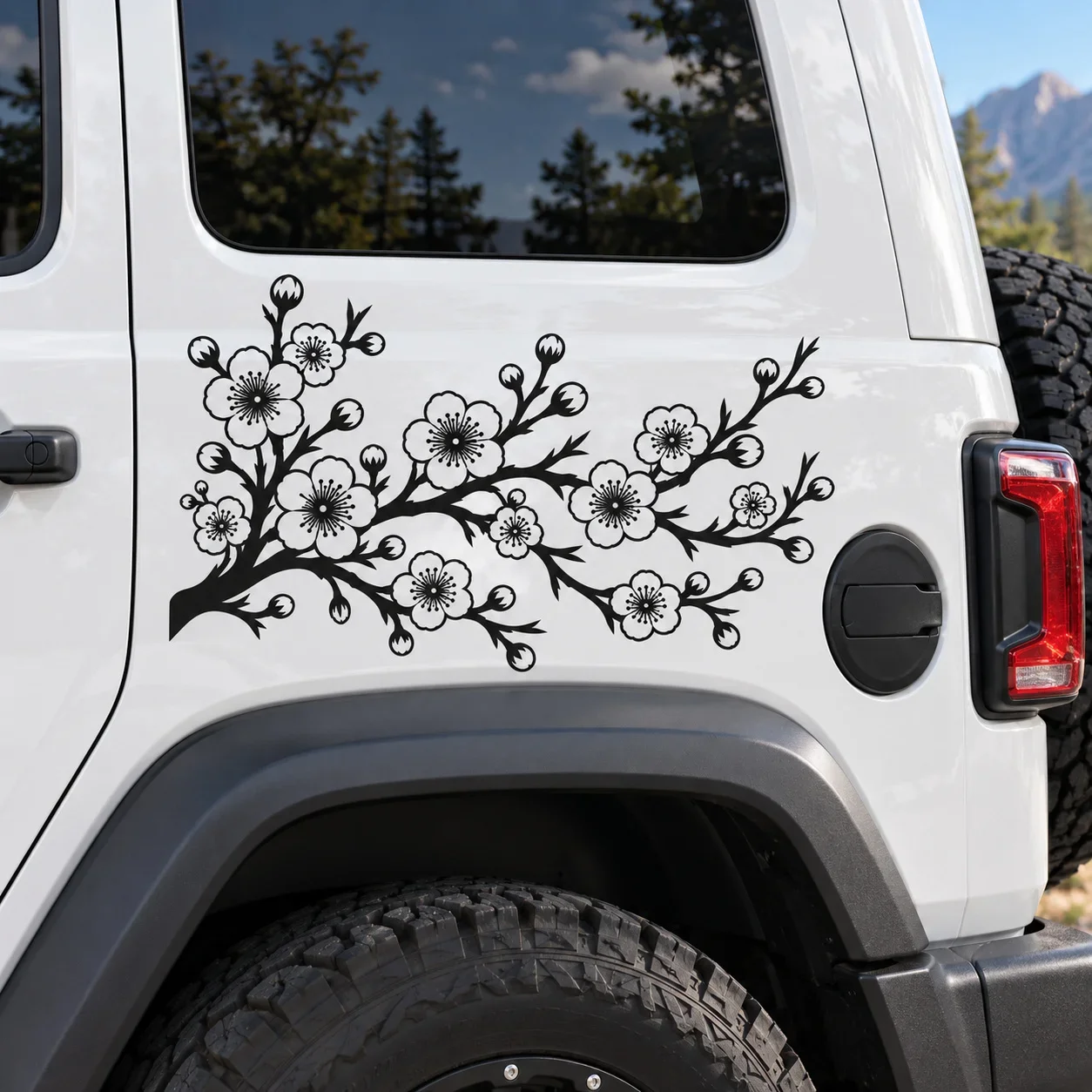 Cherry Blossom Branch Floral Car Sticker Elegant Plum Blossom Vinyl Decal for Auto Body Window Exterior Decor Accessories