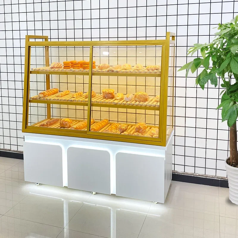 Bread cabinet side island glass sliding door display cabinet sliding shelf