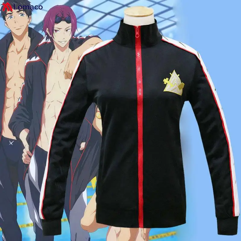 Free! Iwatobi Swim Club Rin Matsuoka Deluxe Edition Uniform Jacket Coat Cosplay Costume with Samezuka Academy Logo