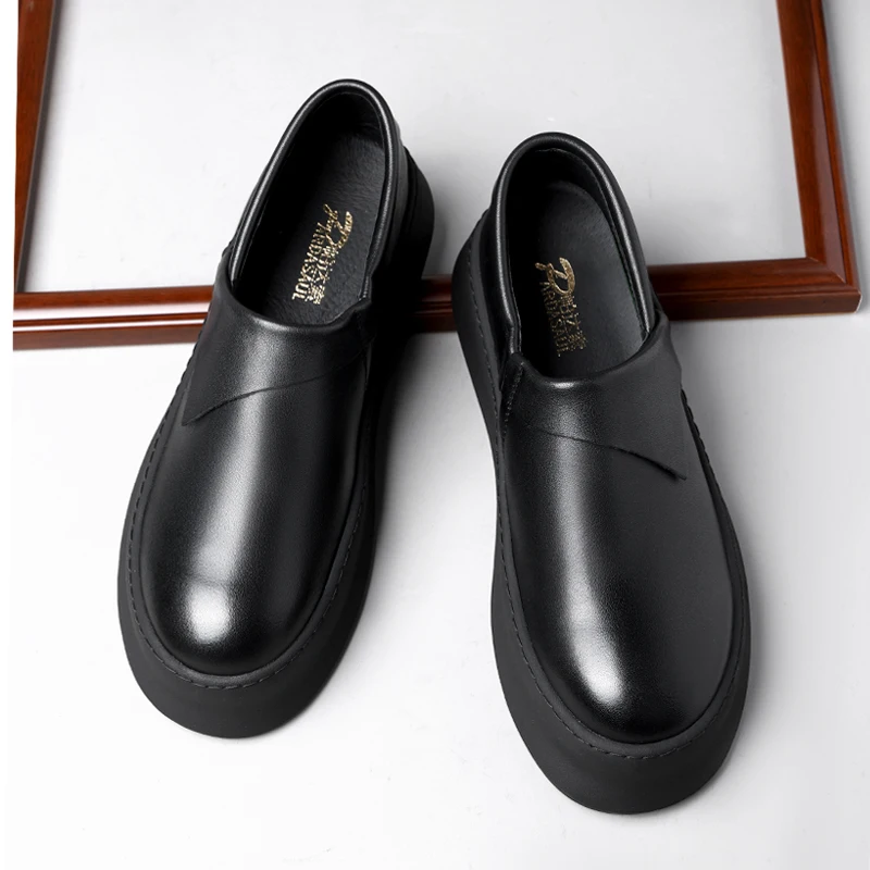 

Новые мужские однотонные лоферы, универсальная и персонализированная деловая повседневная кожаная обувь 250348