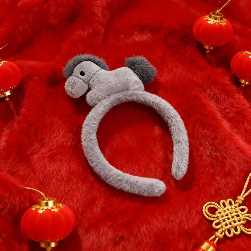 

Cute Cartoon New Year Headband Horse Doll Lion Dance Horse Hairband Good Luck Hair Hoop Plush Horse Headband Children