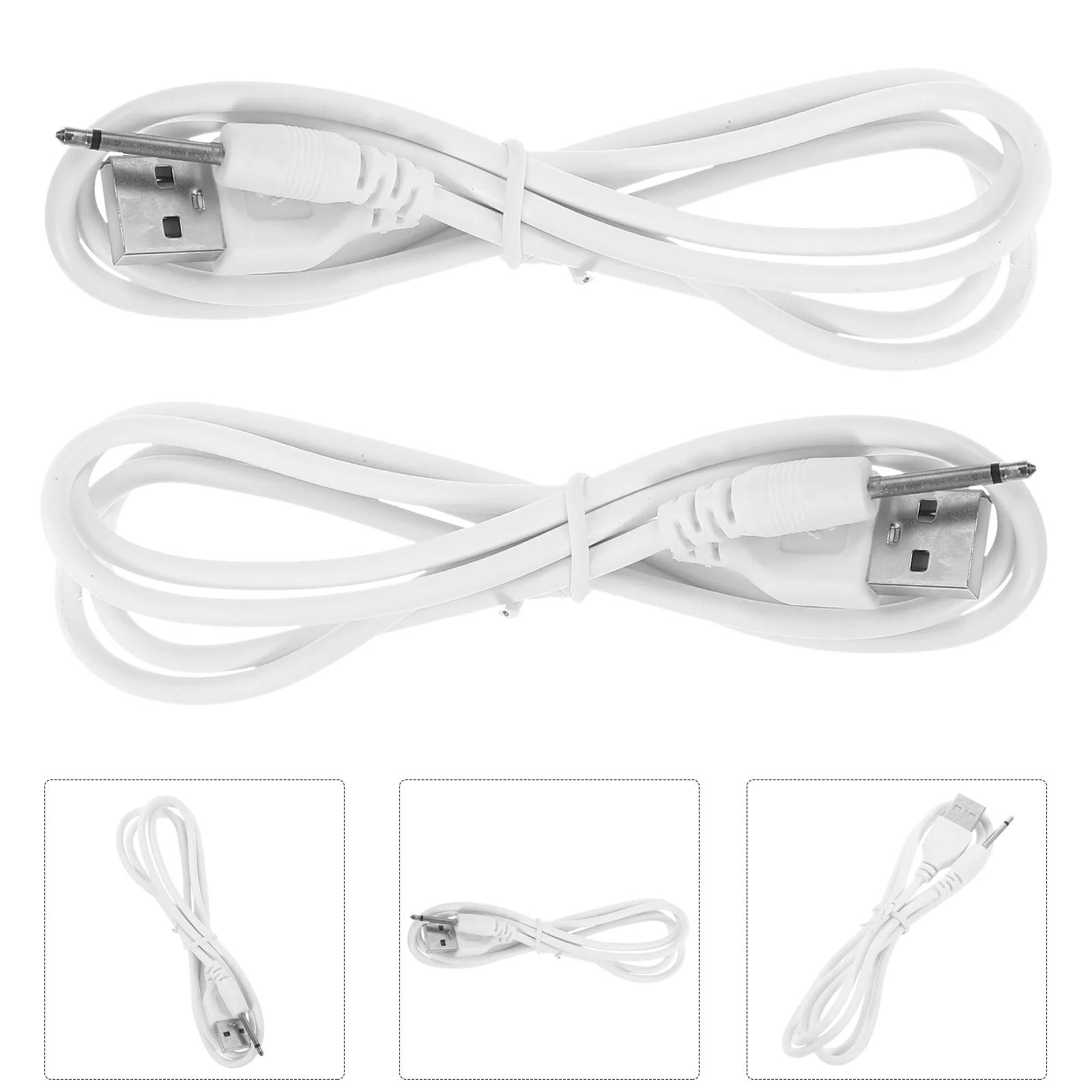 

2 Pcs Wireless Dc Charging Cable 25mm Cord Lengthen USB Replacement White Instrument