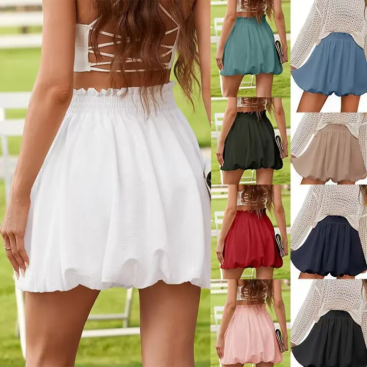 

Casual Pure Color Spring Summer Women's Faionable Sexy Skirt Pants Cross-Border A-Line Skirt Loose Fit Polyester Fabric
