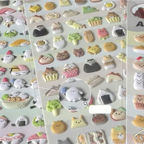 Pegatina de diario de dibujos animados estéreo 3D para niños, pegatina para álbum de recortes de oso dulce, gato, fantasma, decoración DIY, adhesivo de papelería, suministros para estudiantes