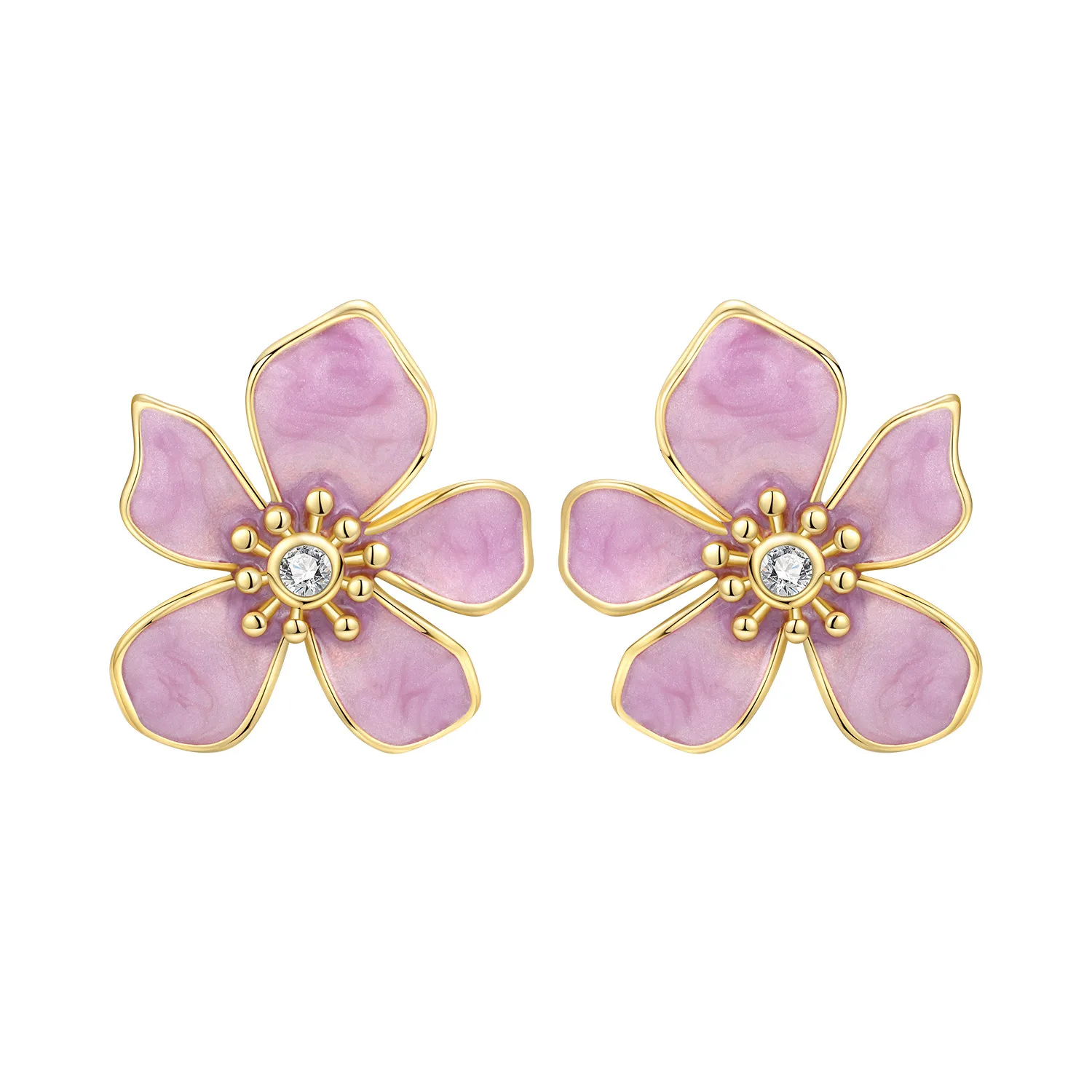 

PANPOKI S925 стерлингового серебра розовый цветок дизайн серьги-гвоздики для женщин S925 ювелирные изделия вечерние юбилей модные подарки