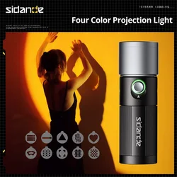 SIDANDE PHOTOOLEX 10W Flashlight Four Color Projection Light Built-in8400mAh Battery Fill Light Ambience Light with 1/4'' Thread