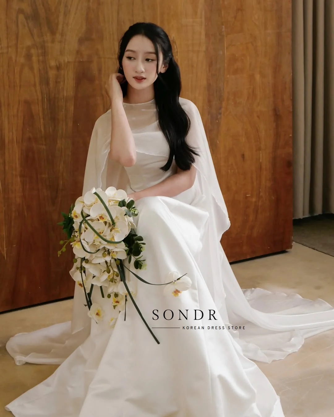 Sondr Customized 2026 New Korean Wedding Dresses with Shawl A Line Satin Bridal Photo Shoot Gown