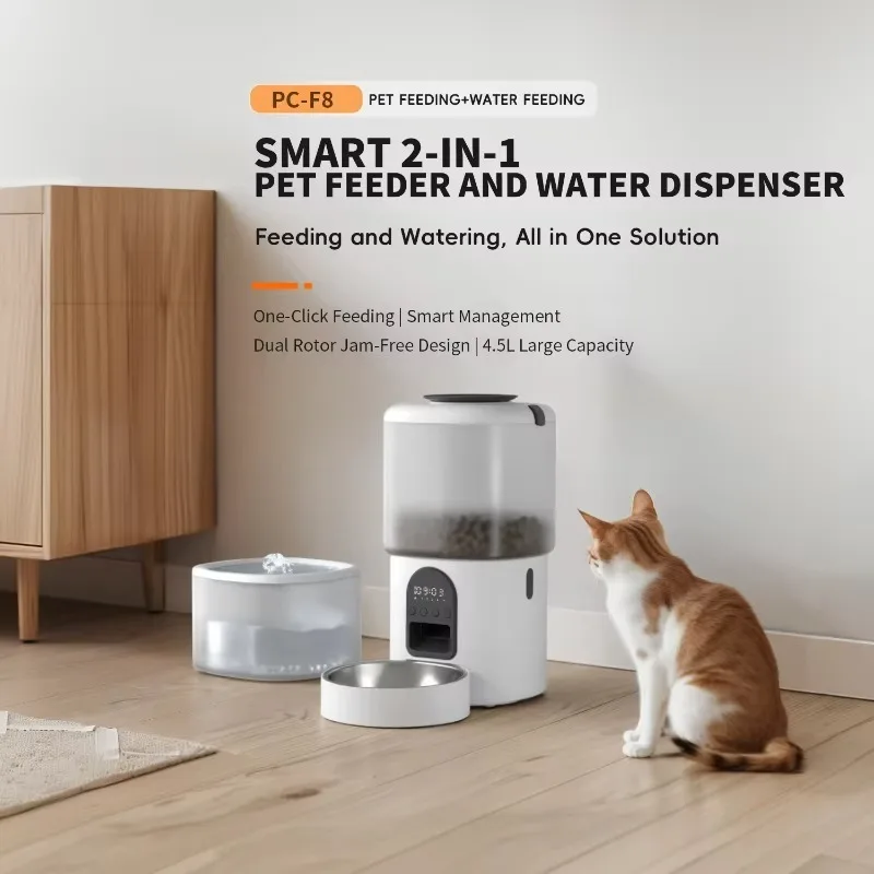 Pet Products Supplier 2 in 1 Pet Water Drinking Fountain Dog Food Bowl Wifi Smart Automatic Cat Pet Feeder With Camera