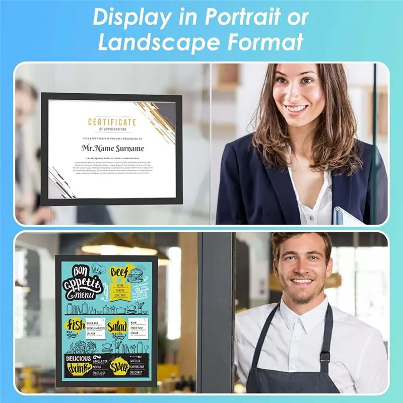 A72P Sign Holder Black Sign Holder 8.5 X 11 Wall Mount, Magnetic Clear Plastic Sign Holders, Display In Portrait Or Landscape Fo