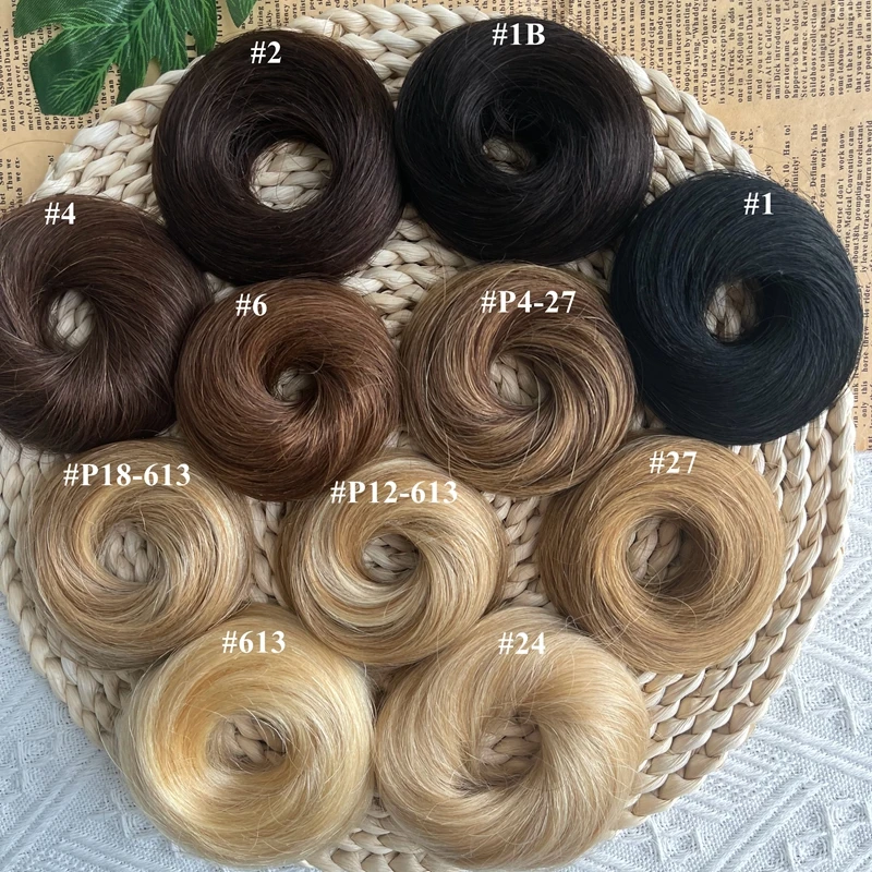 MRS HAIR Chignon Hair Buns Ponytail Hair Piece Real Human Hair Extensions Elegant Hair Bun Style Darker 6inch