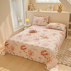 100% Cotton Bed Sheet Plant Flowers Printed Single Double Top King Sheets Pure Cotton Single Size Kids Bed Linen