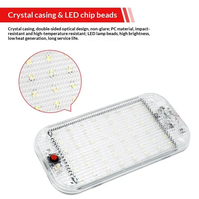 1pcs 12V-80V Car Interior Led Light Bar White Light Tube With Switch For Van Lorry Truck RV Camper Boat Indoor Car Ceiling Ligh