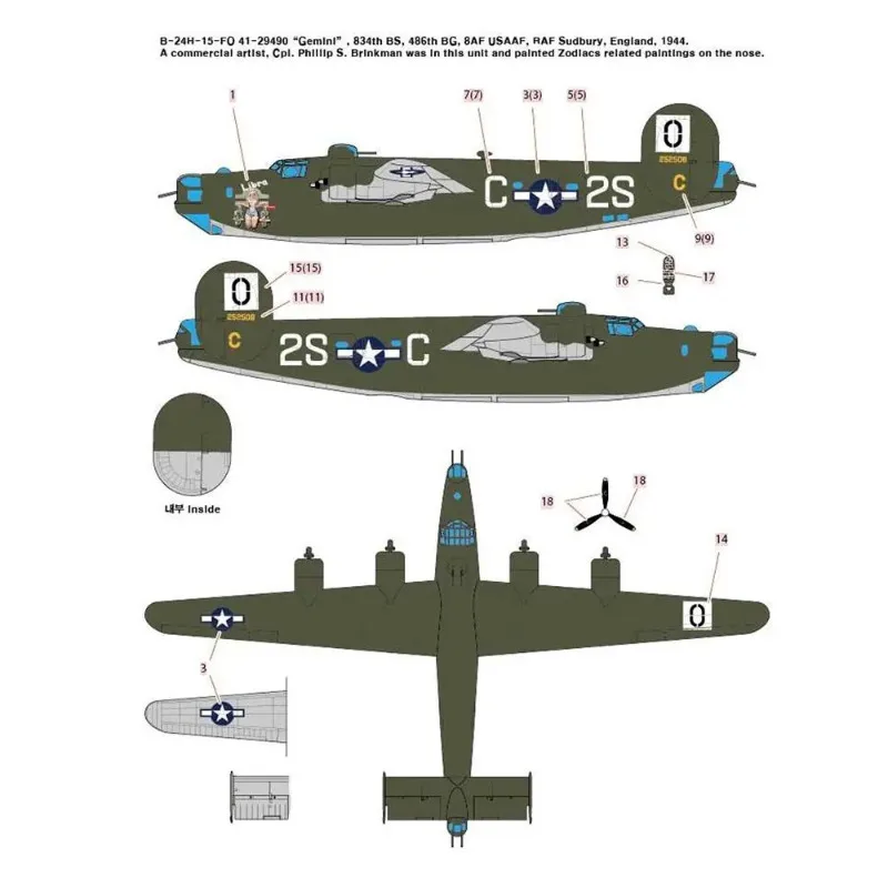 1/72 Scale Assembly Model Kit  American Liberator B-24H bomber ACADEMY AC12584