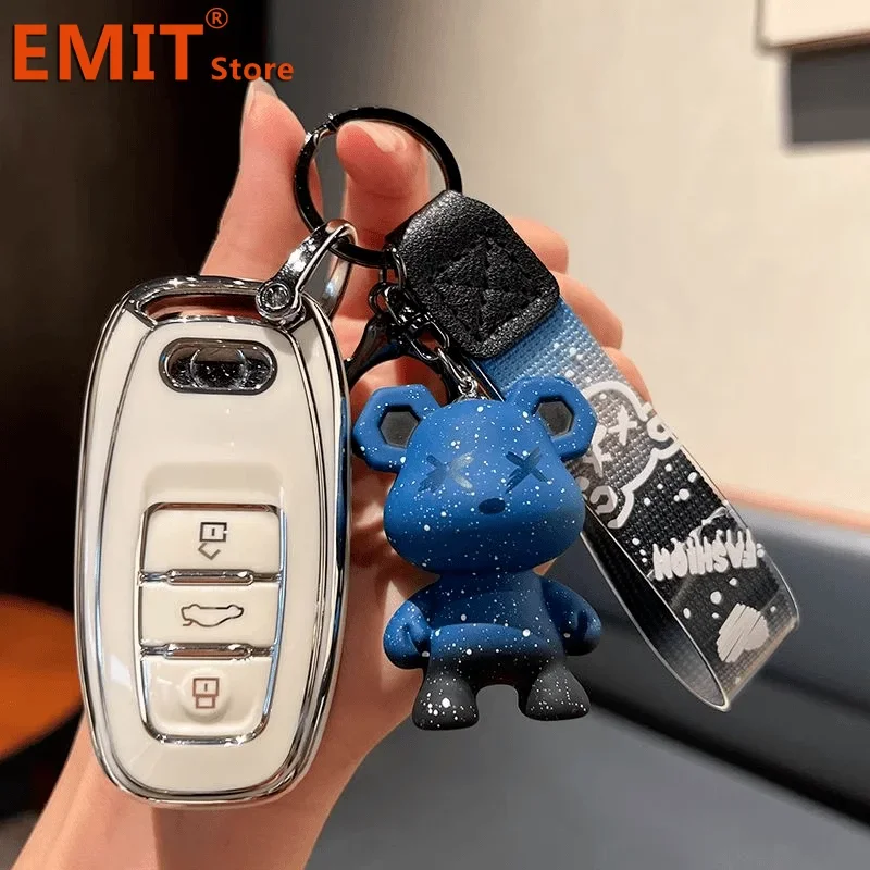 for CFMOTO 150SC 2024 Motorcycle TPU Key Case Remote Protection Cover Bag Shell Keychain Ring Holder Fob Interior Accessories