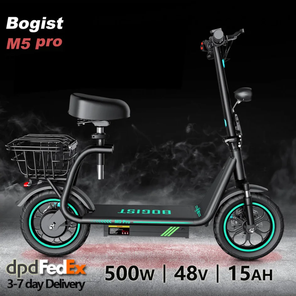 Bogist M5 Pro Monopattino elettrico pieghevole con mini ebike Seat 500W con batteria 48V 15Ah