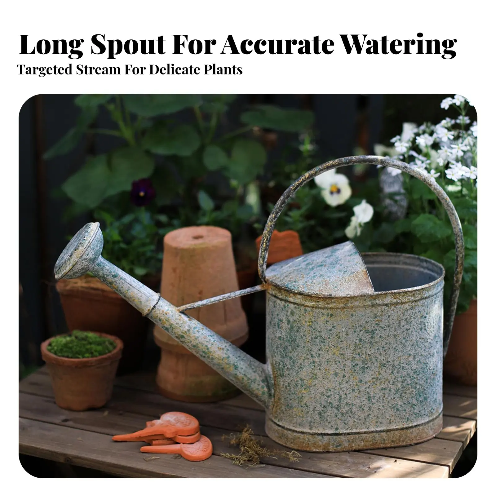 

Long Spout Watering Can Large Capacity Metal Watering Can Rustic Garden Sprinkler Sturdy Construction for Patio, Indoor Plants