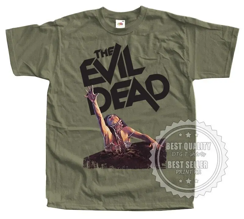 

Evil Dead V15 T SHIRT Horror Movie Poster OLIVE Green Sizes S to 5XL