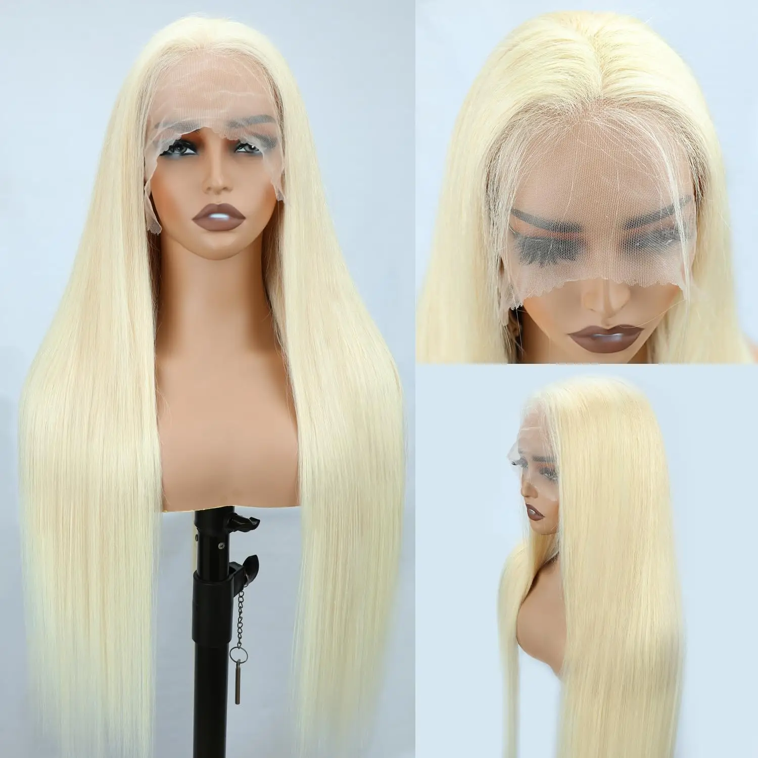 Rosabeauty 40Inches 13x6 Blonde 613 HD Glueless 13X4 Frontal Wig Preplucked 250% Straight Lace Front Human Hair Wigs For Women