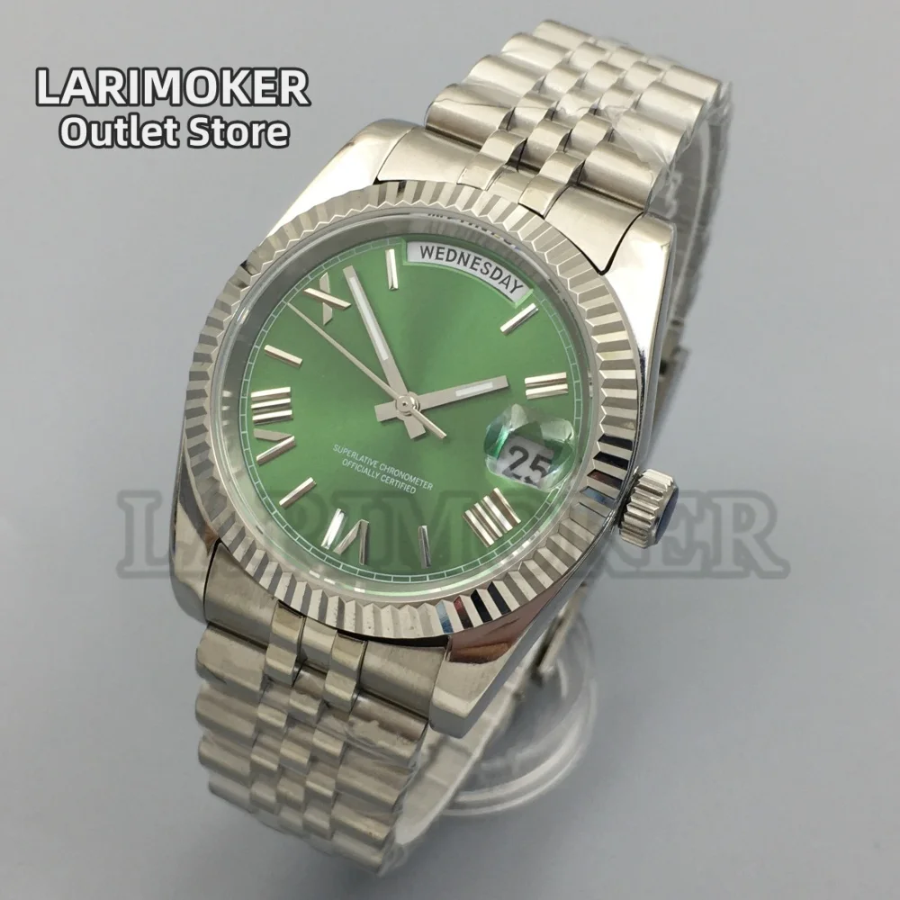 

LARIMOKER Miyota8285 Автоматические механические мужские часы с механизмом 36 мм/39 мм Зеленый циферблат Сапфировое стекло Дата Водонепроницаемые наручные часы