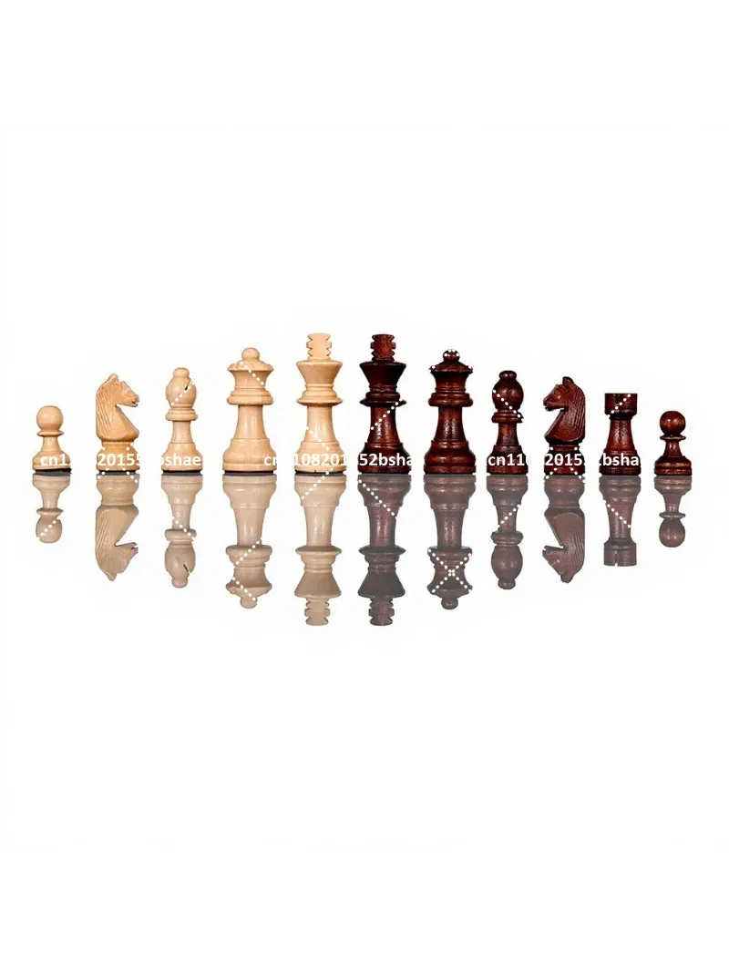 2 in 1 Wooden Chess and Checkers Set with Two Queens, Professional Board Game for Adults and Kids